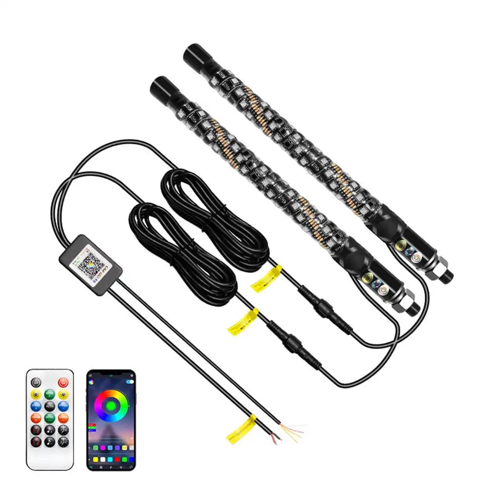 30cm/1ft Uzaktan Kumandalı LED Bayrak Direği Işıkları Renkli Bayrak Direği Spiral Anten Kamçı Işıkları UTV ATV Off Road Kamyon Kum Arabası için