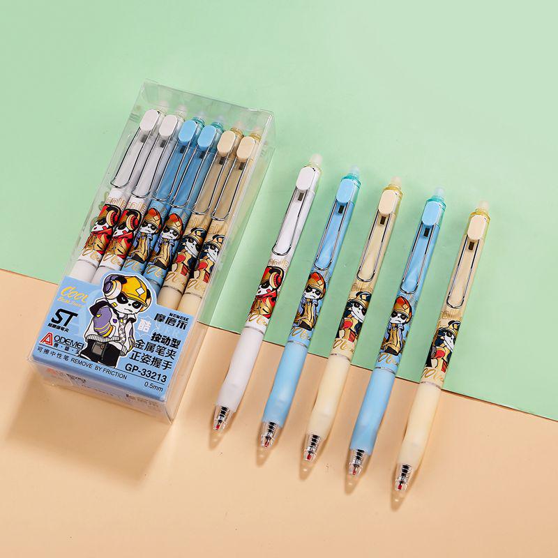 

Crystal Blue Erasable Gel Pen: Metal Clip, Press-to-Erase, Triangular Grip, 0.5mm Bullet Tip for Correct Hand Posture. Crystal Blue, 12 Pens