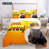 Good Morning Duvet Cover Set Microfiber Coffee Rose Cozy Breakfast Twin Bedding Set Double Queen King Size 2/3pcs Quilt Cover