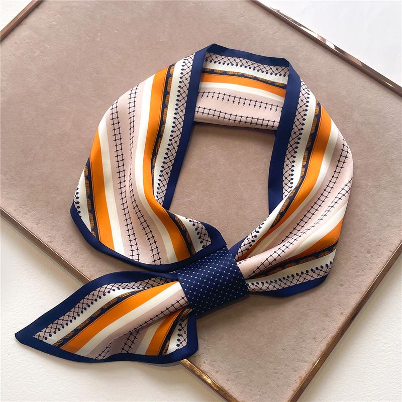 Striped Silk Scarf Imitation Long Diagonal Plaid Perfect For Spring Summer