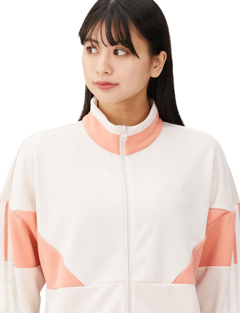 Adidas JSY10 Colorblock Double Knit Track Seasonal Loose Putty Gray Size Women's Jacket, Sportswear, Fit, Mauve/Wonder (IM8717), J/L