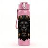 1PC Dark Lion Head Portrait 750ml Color Plastic Sports Water Bottle Leakproof Flip Straw Lid Suitable for Sports Office Home Use