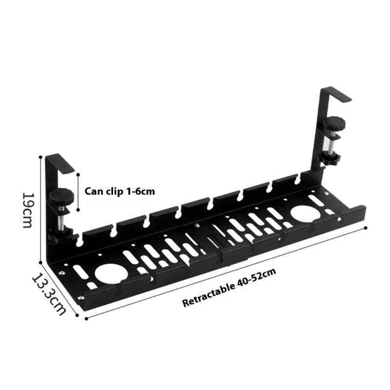 Adjustable Length Under Desk Cable Organizers Tray Retractables From 15.75 To 20.47 Inches For Office Home Desk Wire Management