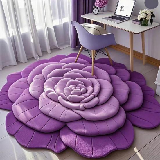 3D Flower Floor Mat Absorbent Floral Bathroom Rug Quick-Dry Floor Rug with Anti-Slip Backing for Kitchen Bedroom Entryway Vanity Area