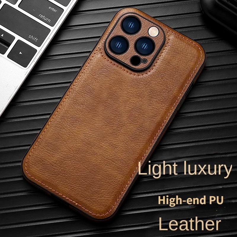 Luxury High-end Leather Case for iPhone 13 Pro Max 14 Plus 15 16 Pro 17 Air 12 11 XS XR X 7 8 Len Protection Mobile Phone Cover