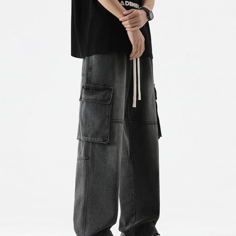 Yellow Mud Work Jeans Men's Hip-hop Washing Retro High Street Long Trousers