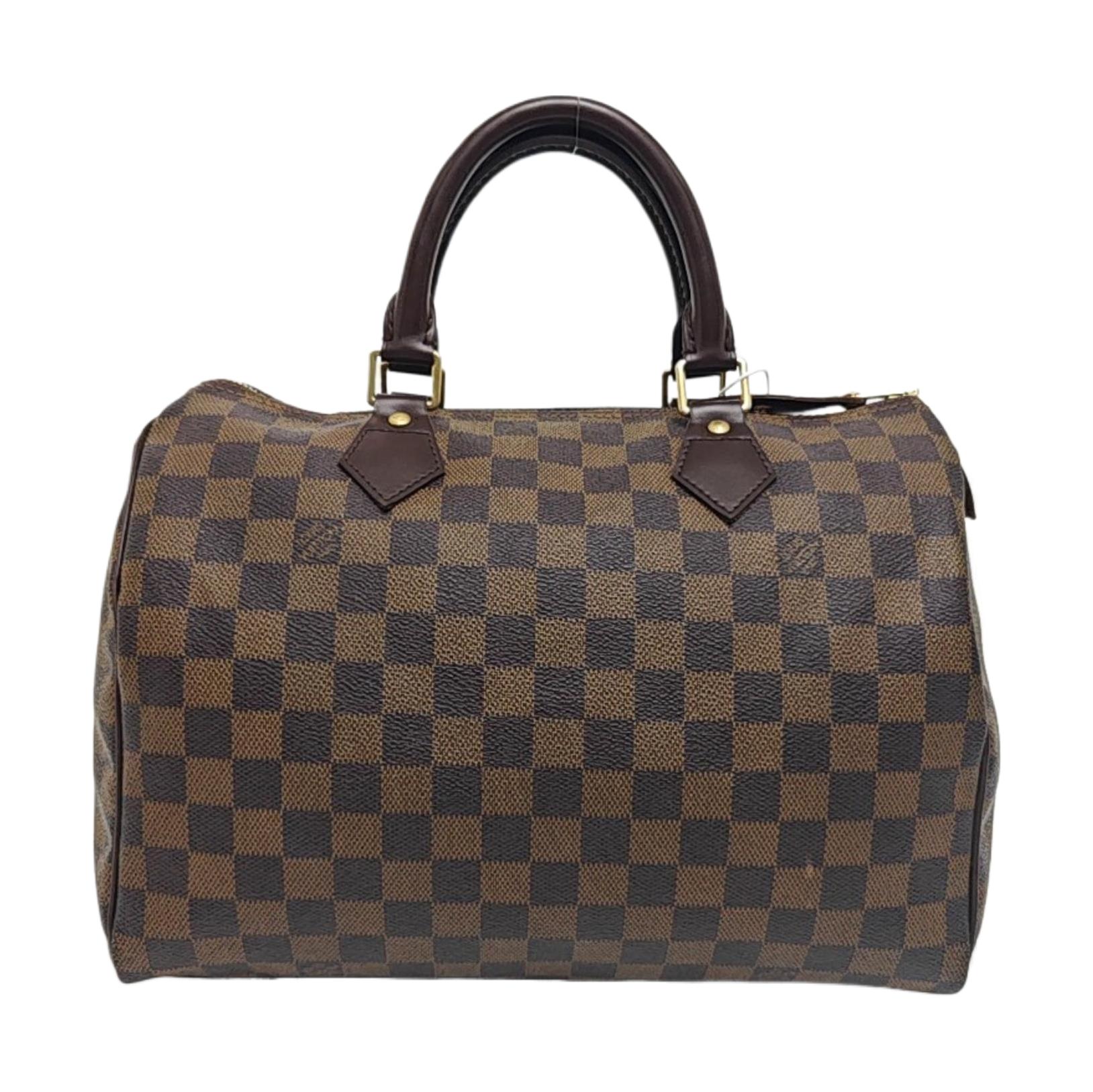 [Pre-Owned] Speedy 30 Checkered Zipper Closure Coated Canvas With Leather Trim Handbag - Very Good #1PLIBIU ONE SIZE
