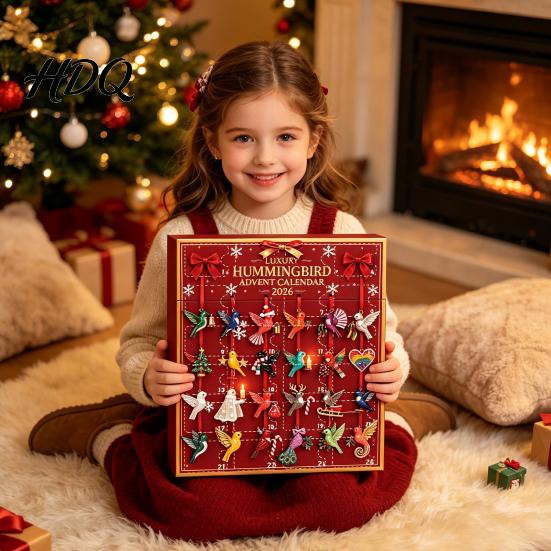 Theme Hanging Ornaments Christmas Advent Calendar 2026 24 Days Countdown with Acrylic Day Gift Box Ornaments Collectible Gifts for Holiday