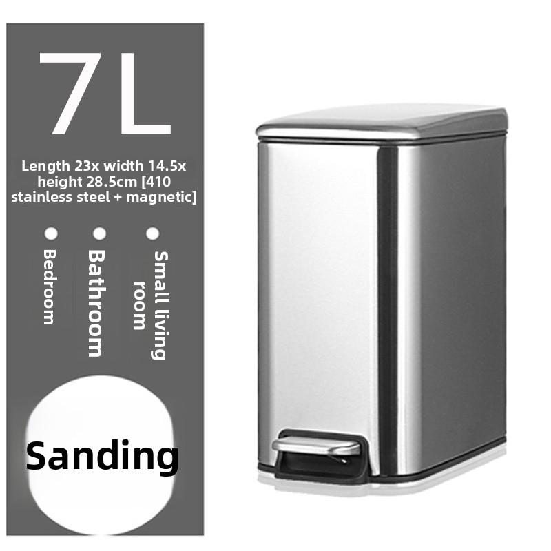 Stainless Steel Trash Can with Lid Narrow Gap Foot Pedal Bathroom Small Rectangle Step Bin
