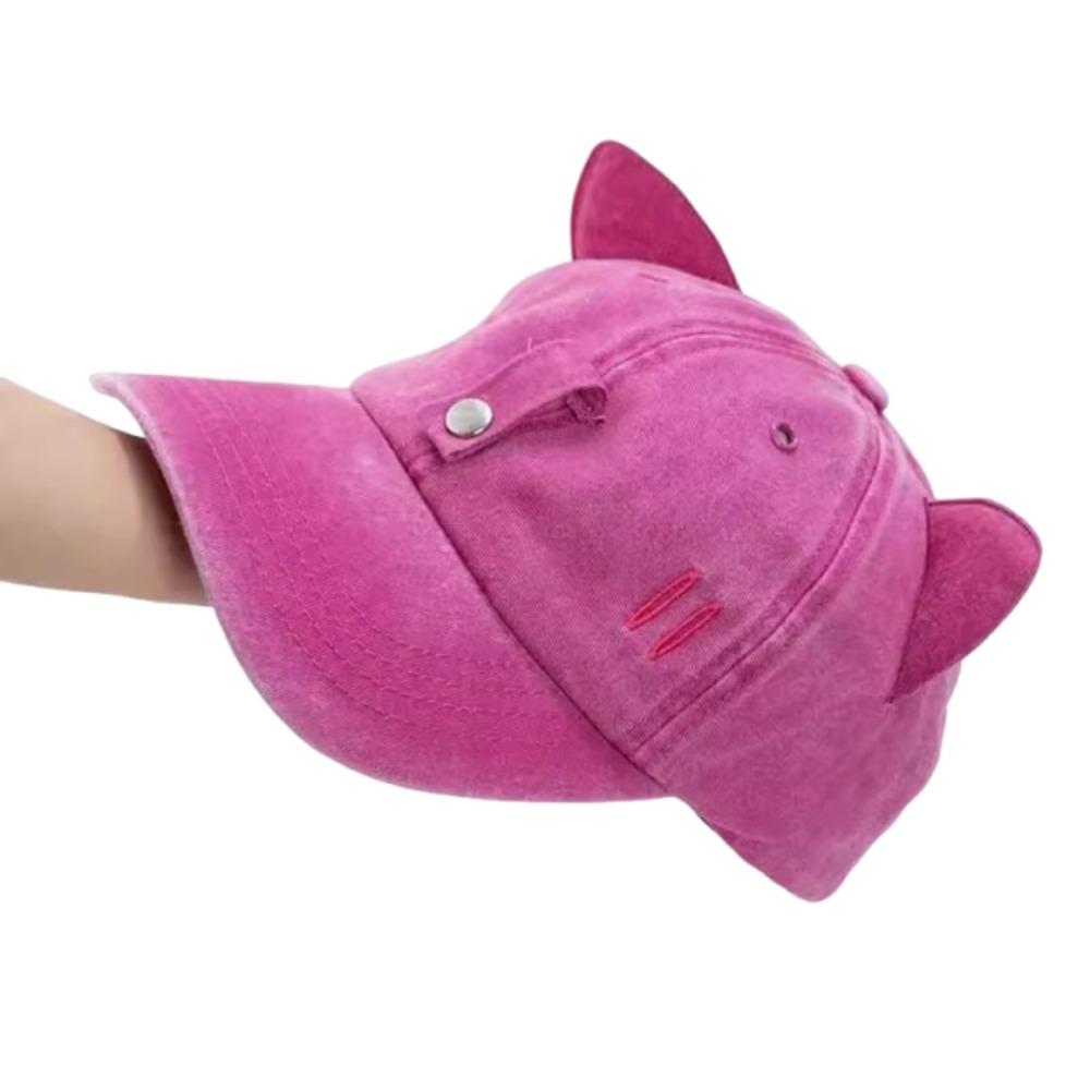 Cute Cat Ears Baseball Cap Breathable Duck Tongue Cap Fashion Sunshade Cap with Sunglasses  Travel