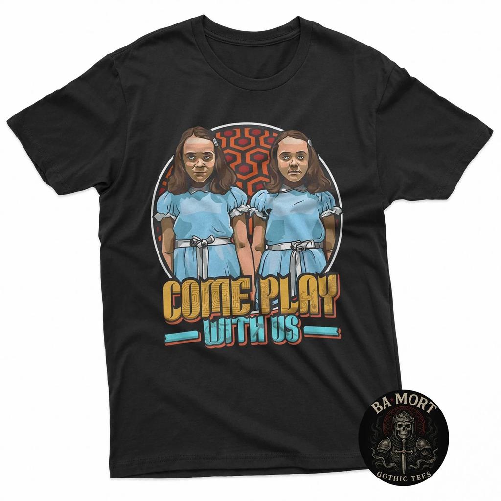 Horror Movie Twin Girls Come Play 100% Cotton T-shirt Mens Tees Top