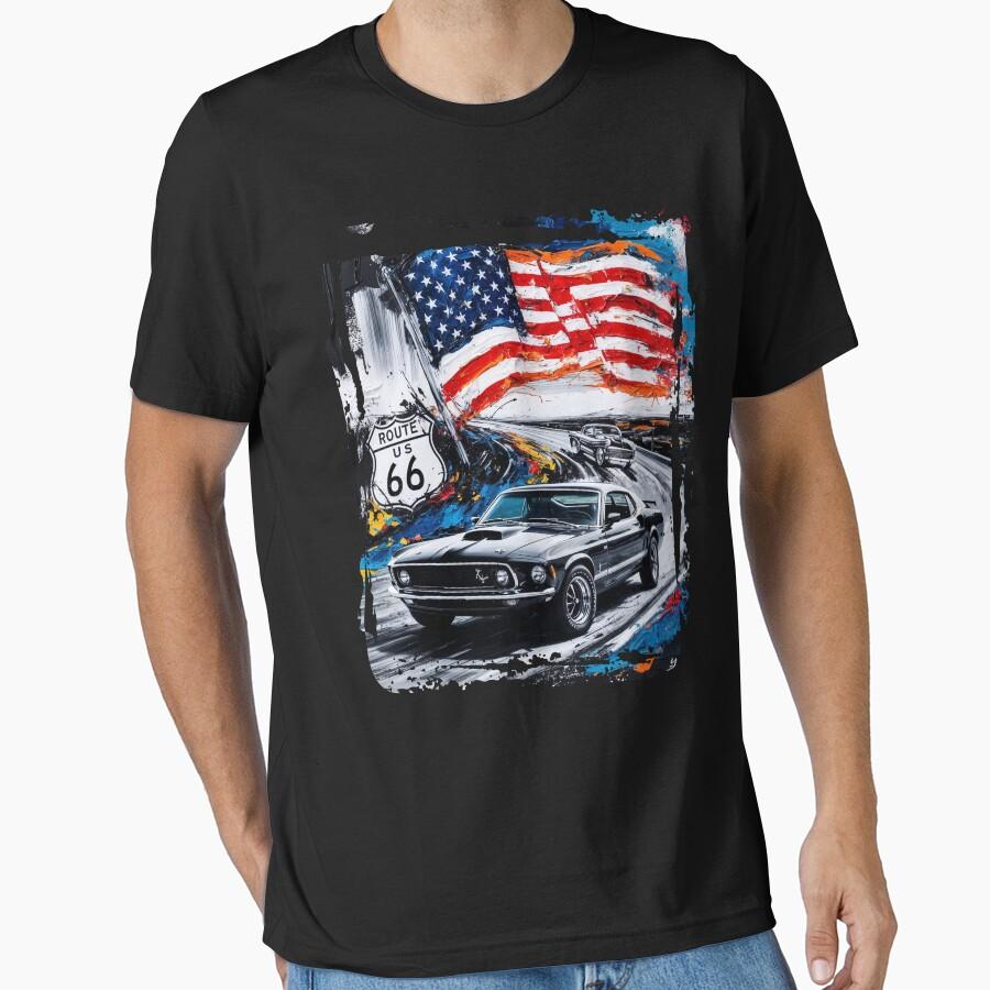 Vintage The Mother Road Route 66 Us Highway Sign Printed T Shirt for Men Large Size Adult Tops S-6XL