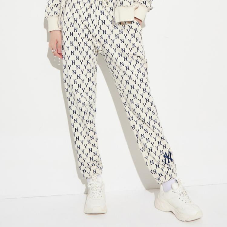 New MLB Monogram MLB Basic Logo Knitted Sweatpants Unisex Cream 3ATPM0121-50CRS