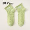 10 Pairs of Women's Autumn Color Striped Casual Small Fresh Sweat Absorbing Breathable Sports White Socks