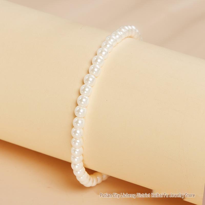 Unisex High Gloss White Shell Adjustable Pearl Bracelet with Tassel Chain 14k