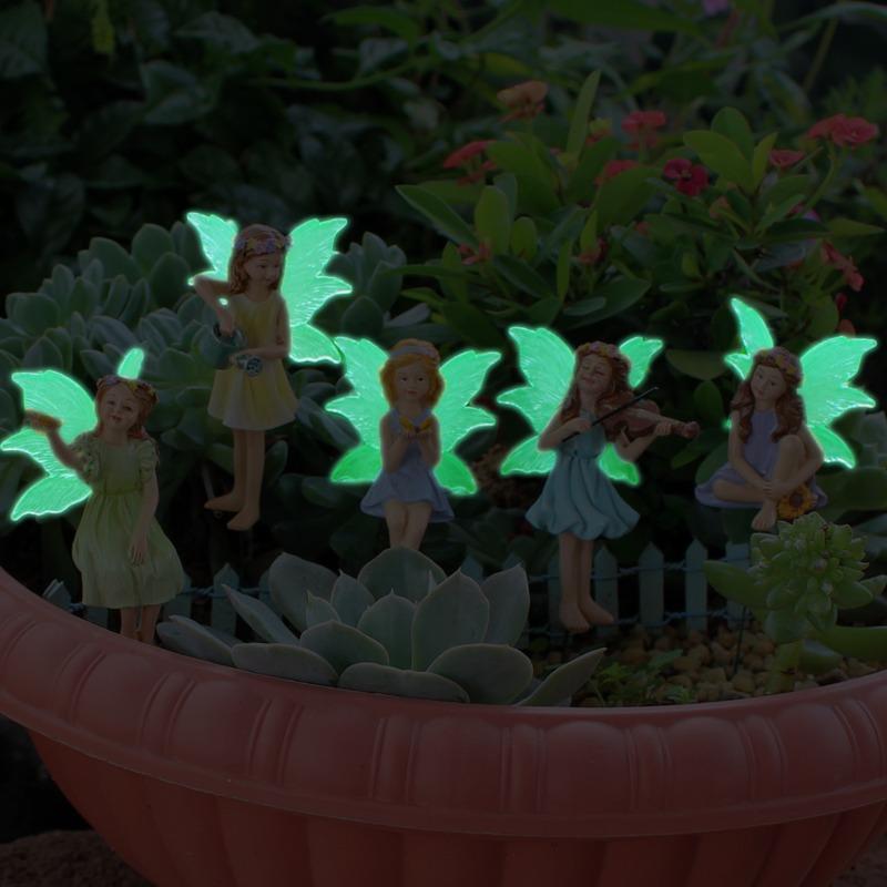 Luminous Butterfly Fairy Plugin Outdoor Garden Courtyard Miniature Fairy Statue Potted Decoration Landscape