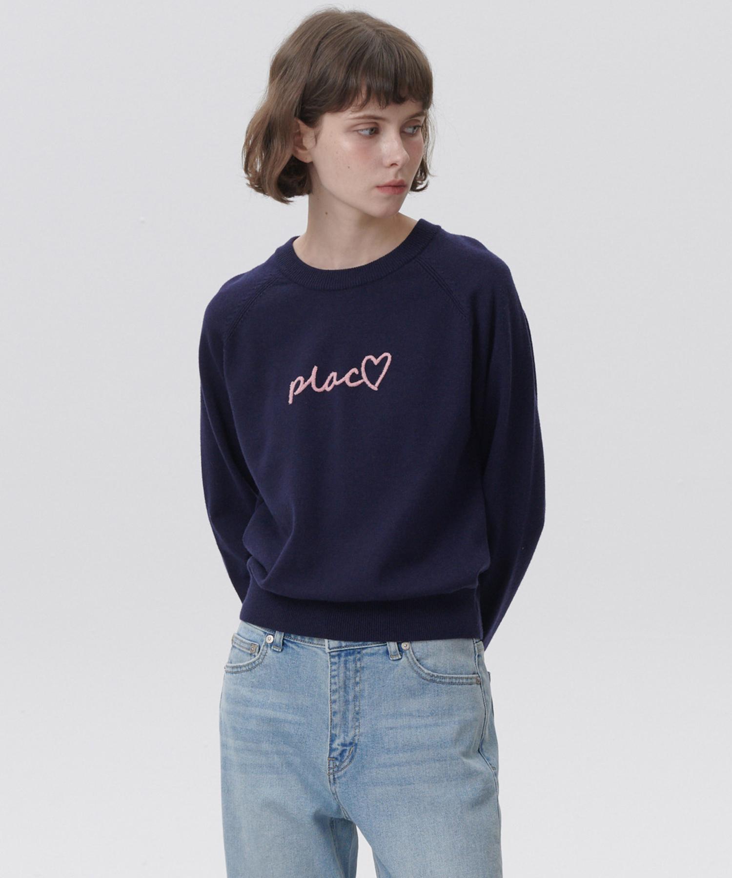 Plack Woman Raglan Plack Pullover Knit Navy O/S/Free