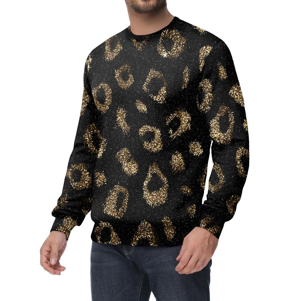 Pánská ležérní módní potištěná mikina přes hlavu s kulatým výstřihem