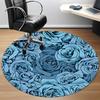 1pc Blue Roses Floral Office Round Area Rug, Indoor Mat Suitable For Office, Under Office Chairs Bedroom Living Room Home Decor, Room Deco