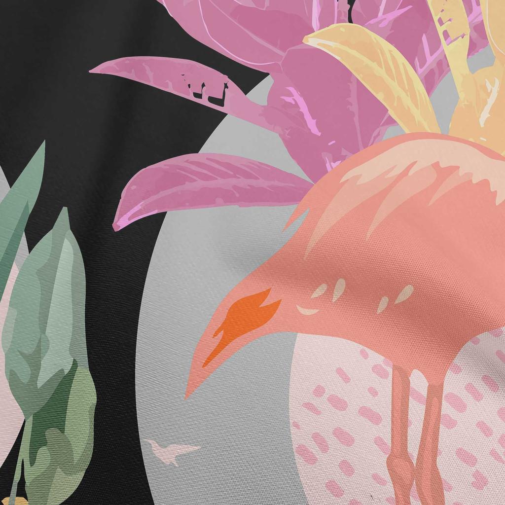 oneOone Cotton Flex Chocolate Brown Fabric Tropical Abstract With Flamingo Fabric For Sewing Printed Craft Fabric By The Yard 40 Inch