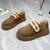 Thick-soled snow boots women's winter velvet 2025 new one-pedal retro Boken shoes lightweight fluffy cotton shoes