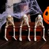 Spooky Halloween Party Supplies Skeleton Statue, See Speak Hear No Evil Figurines, Unique Statue Collectible Skull Decoration for Indoor Mantel Table