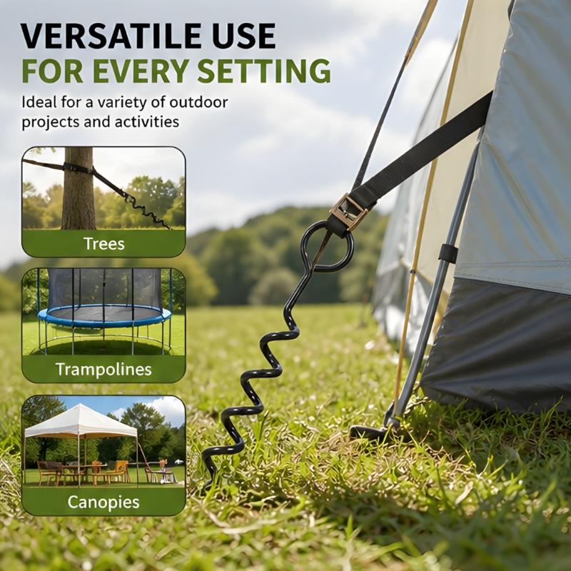Garden Tree Staking Kit, Iron Helical Ground Stakes with Wide Eyelet Connections for Yards, Nurseries and Fruit Tree Areas