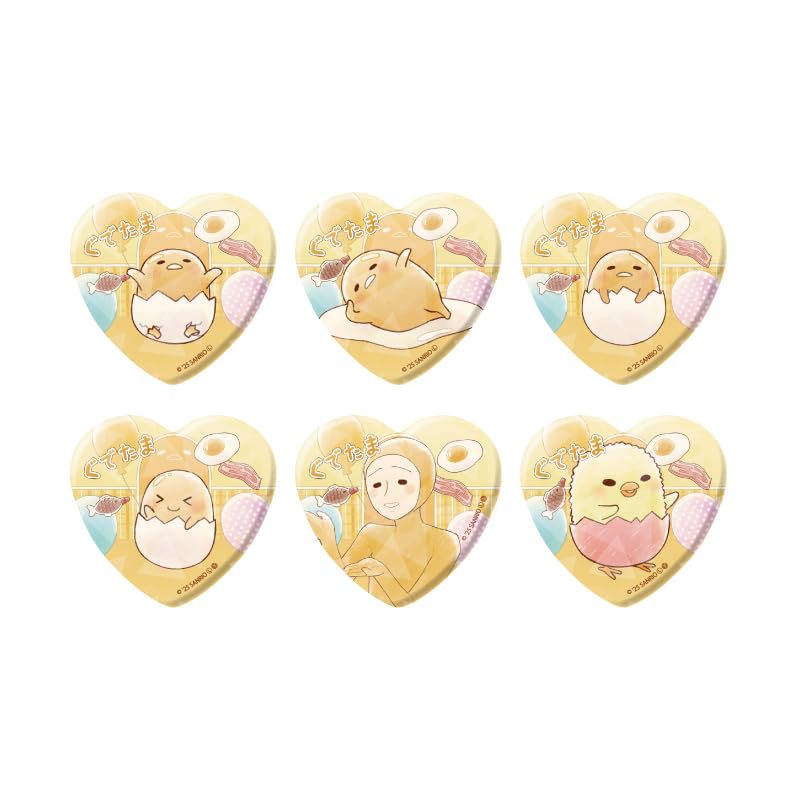 

Gudetama 01 [Graph Art Illustration] Holographic Heart-Shaped Badge Box of 6
