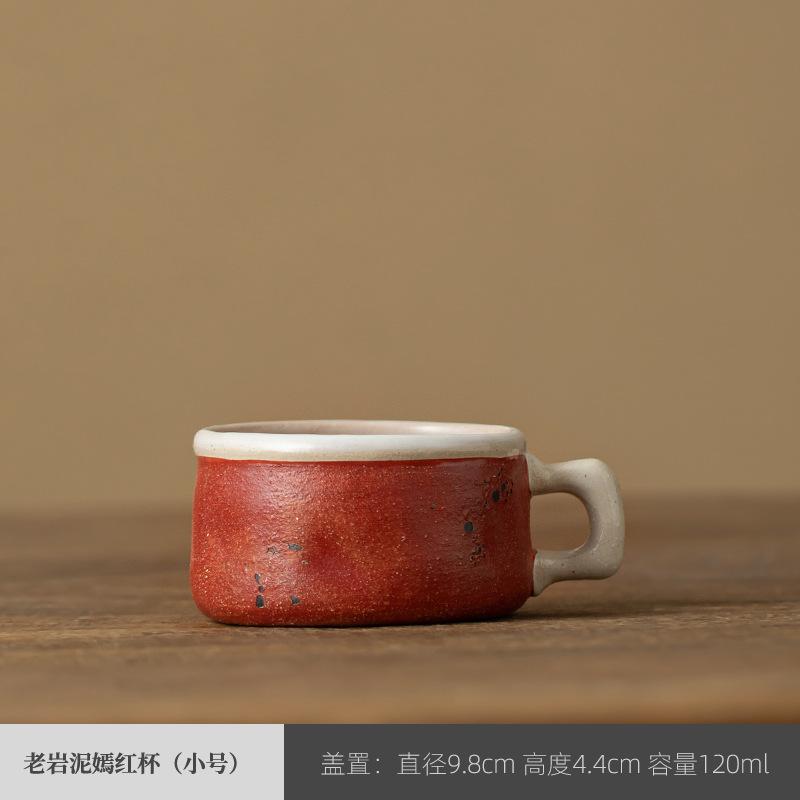 

Japanese Style Handmade Stoneware Ceramic Cup Single Espresso Cup Turkish Coffee Minimalistic Cup Glazed Red Christmas Gift
