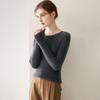 Le Kasha 2026 Women's 100% Cashmere Sweater: Ribbed Round Collar, Long Sleeve, Twelve Gauge Single Thread