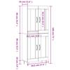 Highboard Gray Sonoma 69.5 x 34 x 180 cm Particleboard
