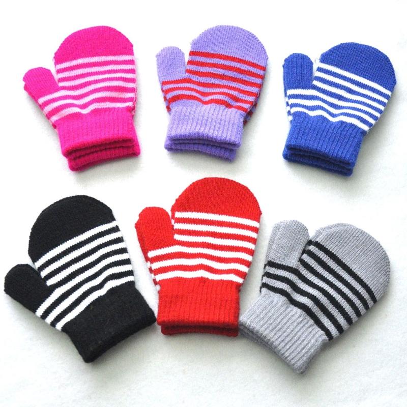Outdoor Riding Warm Mittens Soft Elastic Knitted Full Finger Glove for Girls Boys Candy Color Cute Gloves