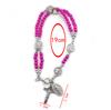 Bohemian Style Double-layer Pink Bead Exorcist Holy Brand Cross Pendant Weaving Ornament Bracelet for Saint