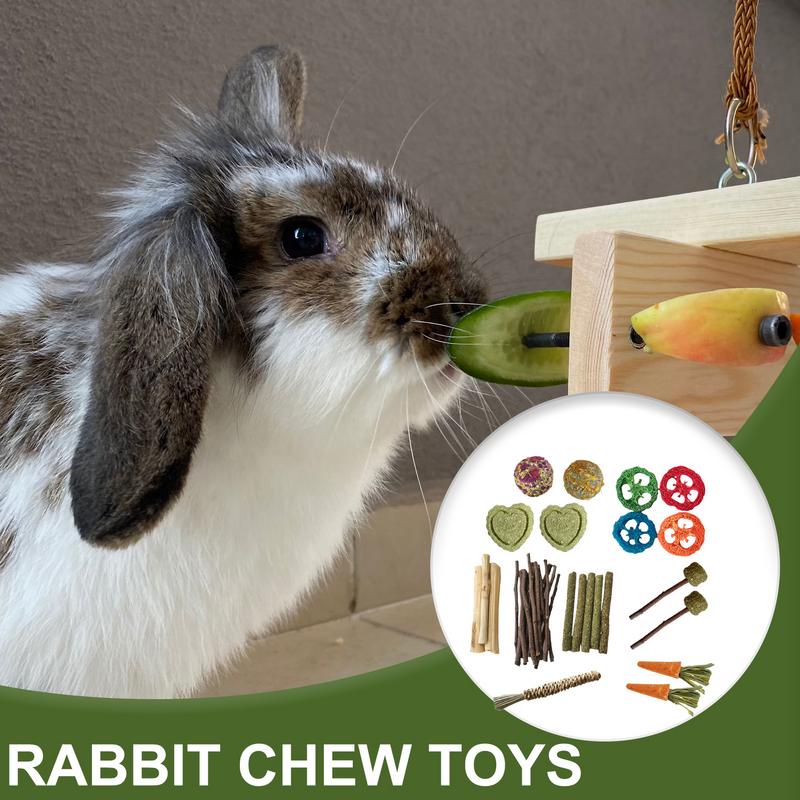 Bunny Chew Toys For Teeth Small Animal Molar Toy Wood Treats Safe Bite Resistant Chew Treats Supplies For Gerbils Small Pets