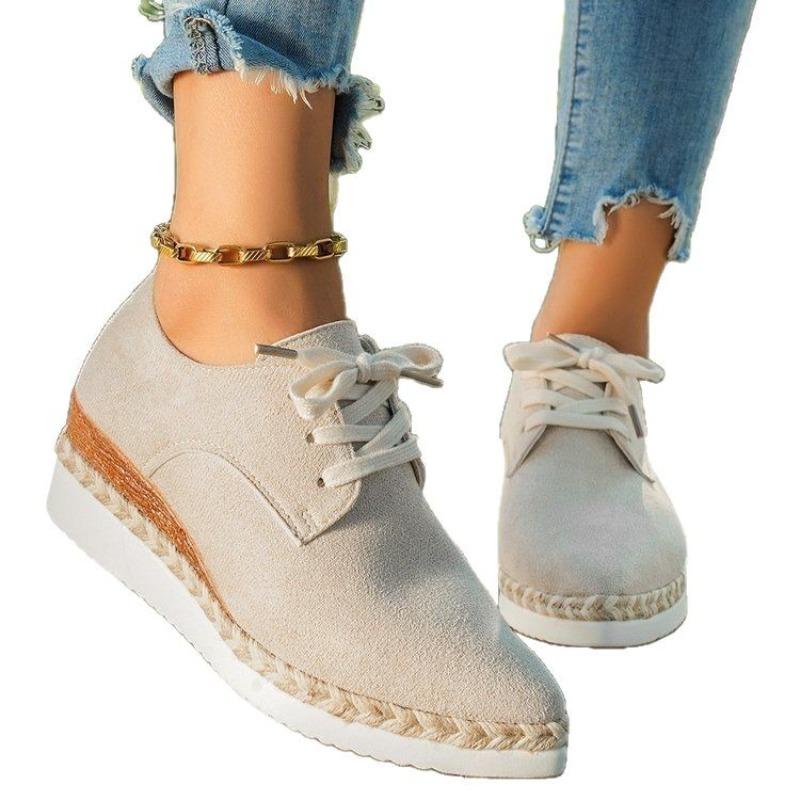 Spring and Autumn Suede Solid Color Women's Shoes with One Foot, Casual Style, Pointed Head, Wedge Heel, Platform Single Shoes, Large Size.