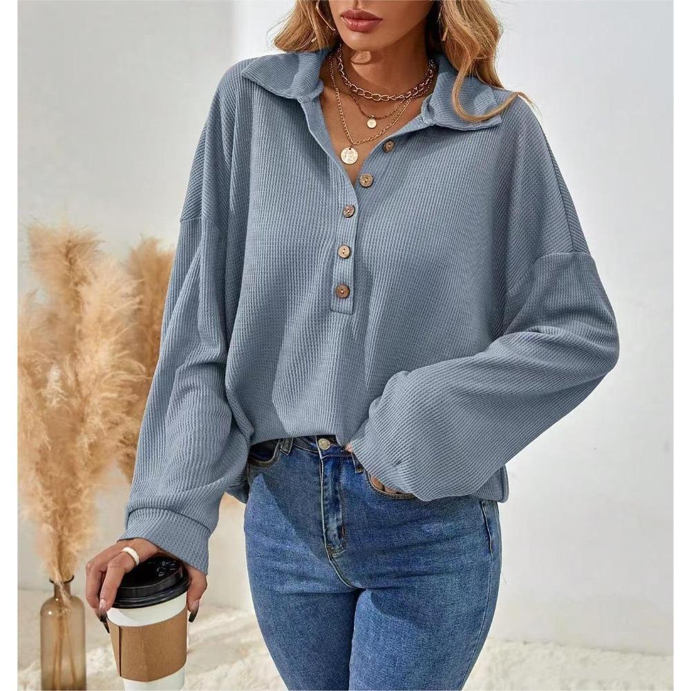 New Autumn and Winter Fashion and Elegant Solid-color Lapel Long-sleeved Women's Casual Shirt