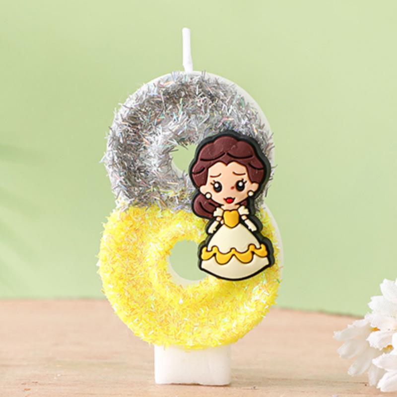 Creative Cartoon Princess Number Birthday Candles for Kids Cake Decorations