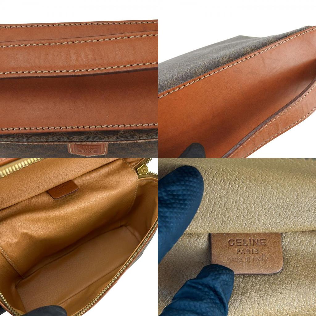 Bolsa de Mão CELINE Usada Macadam PVC/couro Marrom Bolsa de Necessaire