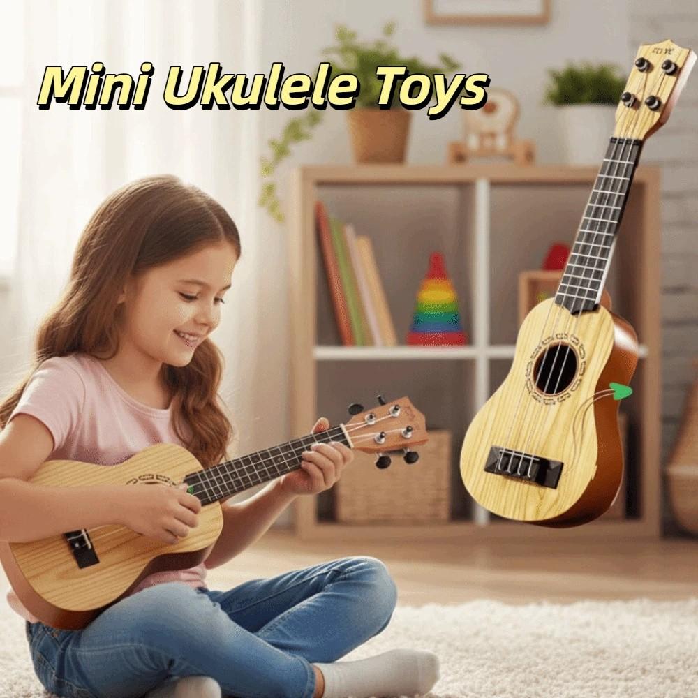 4 Strings Ukulele Musical Instrument Toy Adjustable Knob Classical Simulation Ukulele Toy Playable Durable Kids Musical Toys