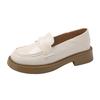 2025 Spring and Autumn Small Leather Shoes Women's British Style Thick Heel Loafers Gentle Wind with Skirt Single Shoes College Style One Pedal
