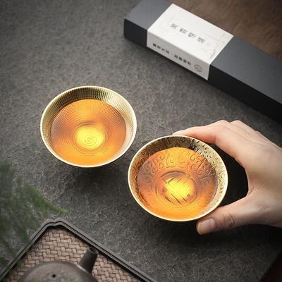 Ceramic Gold Glaze Kung Fu Tea Cup – Handmade Porcelain Small Bowl for Office