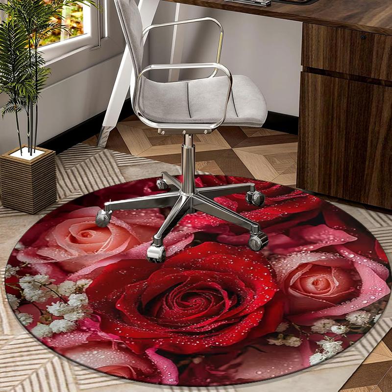Colorful Dahlia Flowers round carpet Chair cushion Round Entryway Rug, Soft Round Rugs for Living Room, Bedroom, Circle Carpet decor gifts