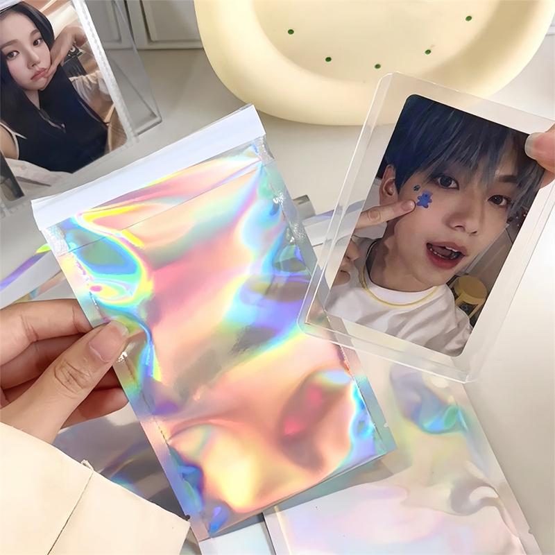 10Pcs Self-Sealing Laser Small Plastic Bags For Jewelry Pouch Jewelry Transparent Display Gift Packaging Storage Bag
