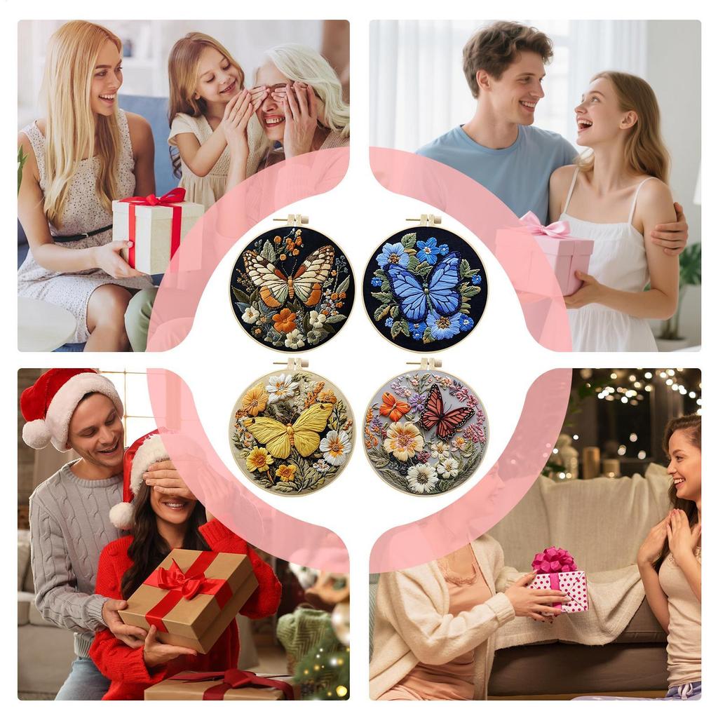 Embroidery Kit Butterfly Colorful Ornament Embroidery Projects For School Project Learning Entertainment Practice Learn Men
