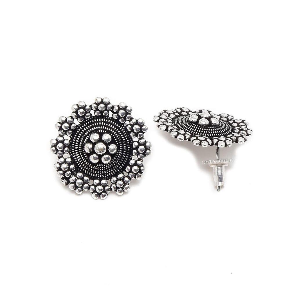 Fashion Jewellery Set for Women Antique Oxidised Silver Plated Tribal Jewellery Necklace Earring Set for Women & Girls