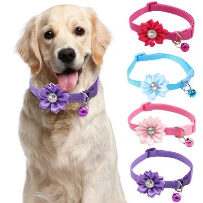 Pet Dog Collar Bell Flower Necklace Collar For Small Dog Puppy Buckle Dog Collar Bell Flower Pet Supplies Dog Accessories