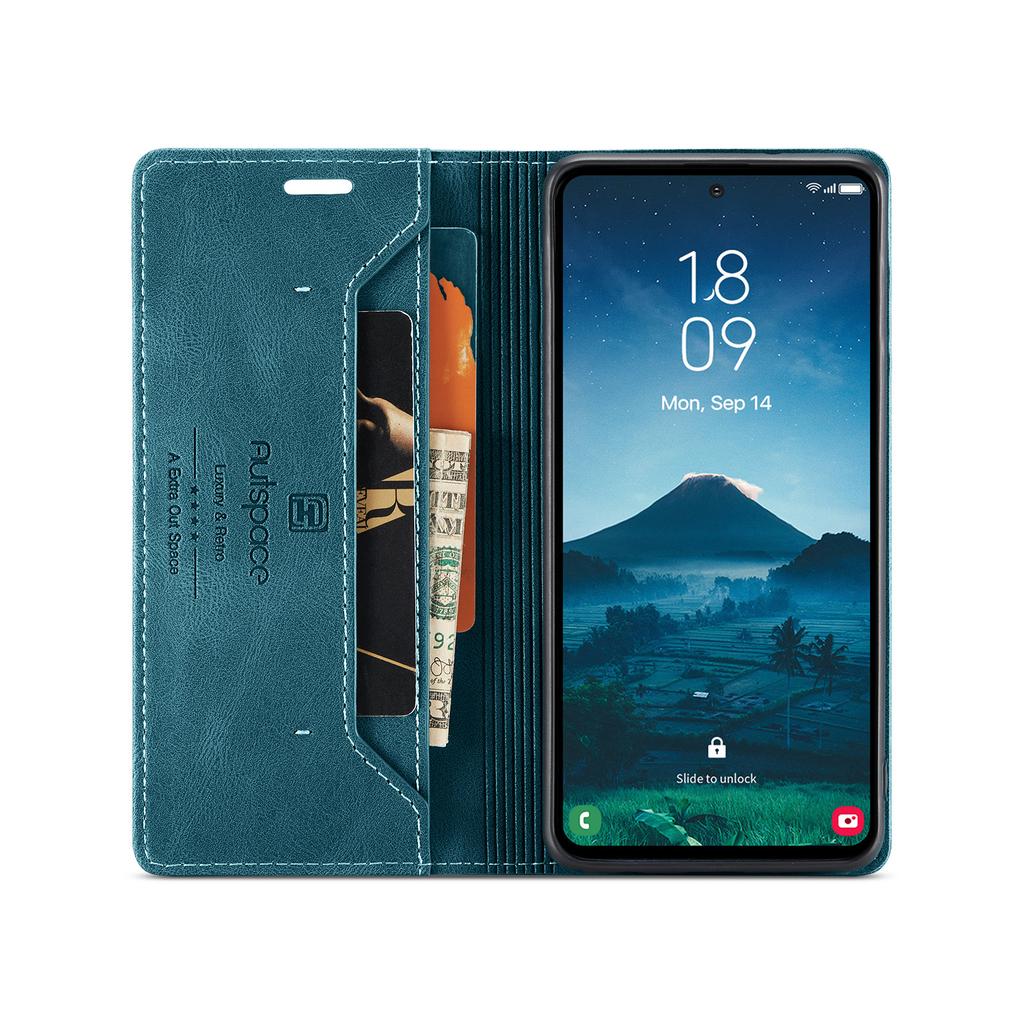 For Samsung Galaxy S25 Edge Wallet Case AUTSPACE A01 Leather Stand Cover with RFID Blocking Card Holder