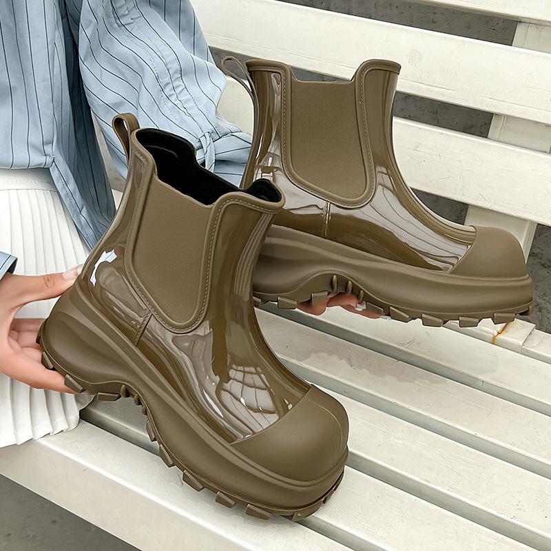Women's rain boots, spring and autumn outdoor thick-soled low-cut non-slip height-increasing outdoor rain boots/overshoes