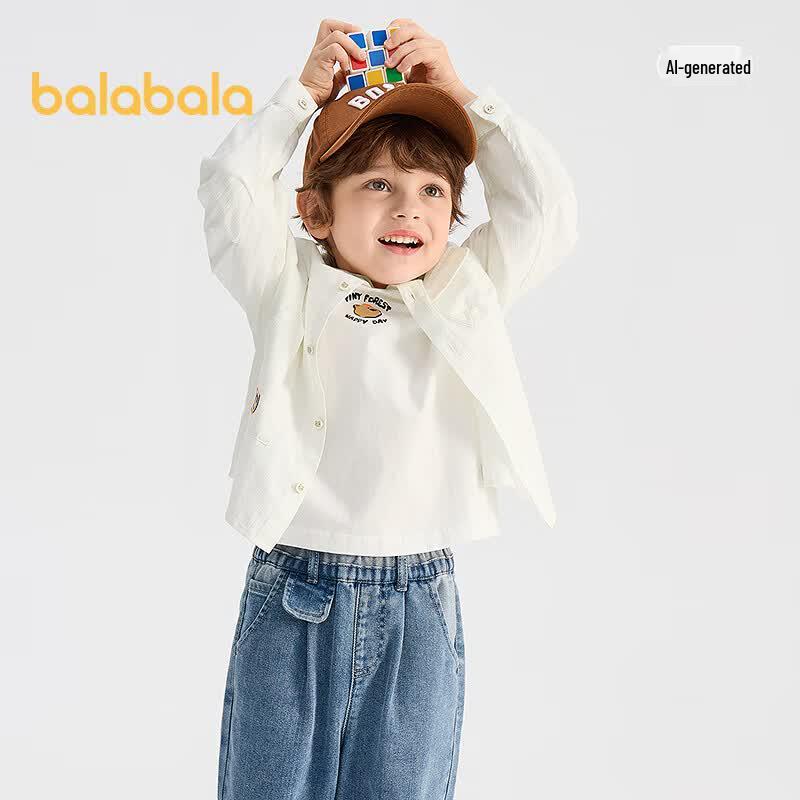 Balabala Kids Long Sleeve Cotton Shirt