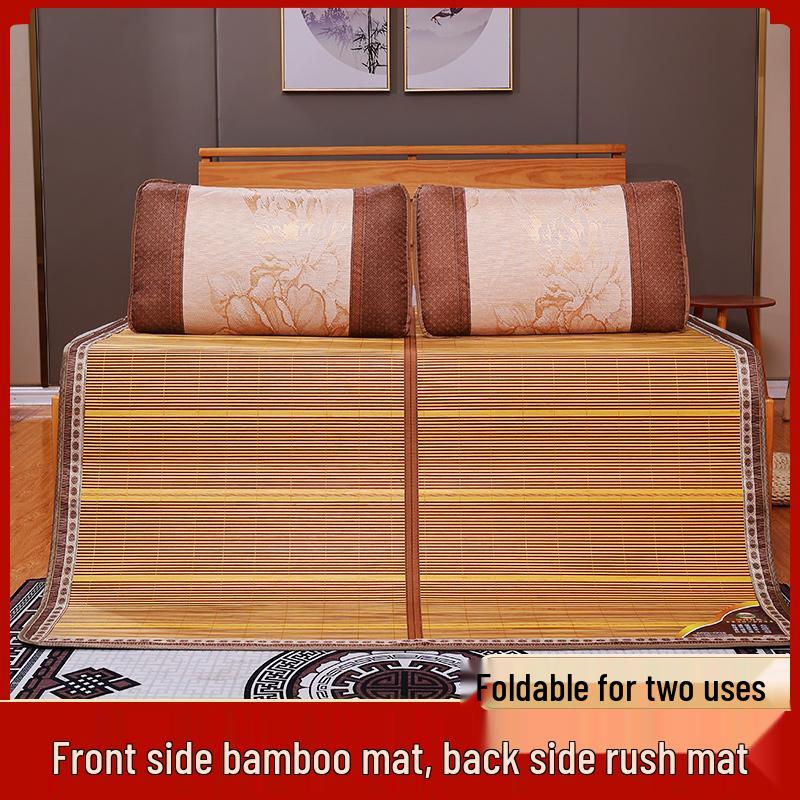 Bamboo Summer Cool Mat - Foldable Double-Sided Ice Silk Mat for Home, Dormitory, and Single Beds (Sizes: 0.9m, 1.2m, 1.5m)